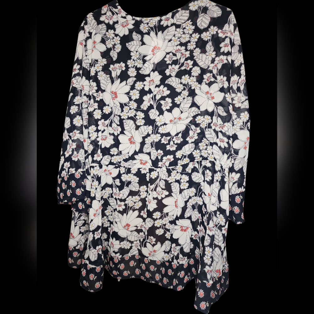 Lane Bryant Navy Floral Kimono Cardigan With Waist Drawstring Size 18/20 NWT - Picture 5 of 7